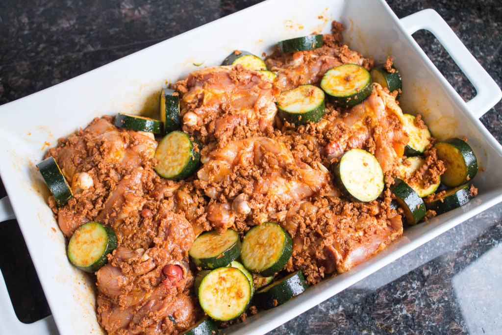 Four-Ingredient baked chicken with soy chorizo dinner that takes little prepping.