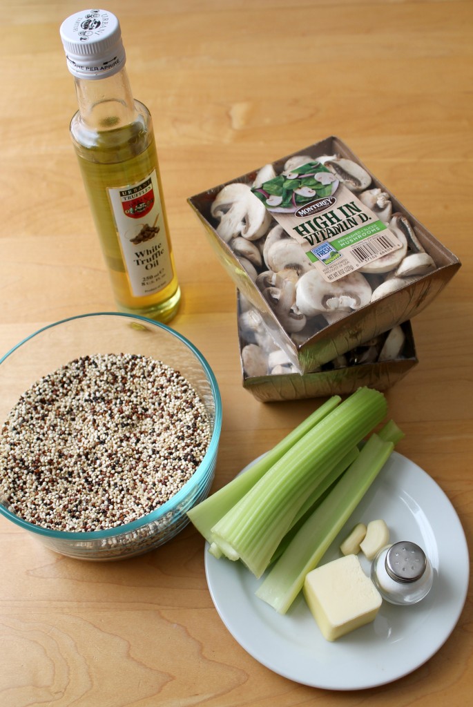 Shrimp and mushroom quinoa with white truffle oil