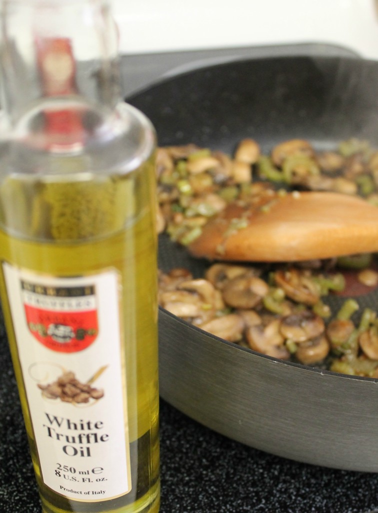 Shrimp and mushroom quinoa with white truffle oil