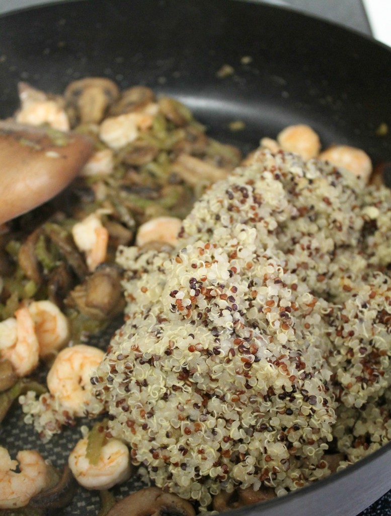 Shrimp and mushroom quinoa with white truffle oil