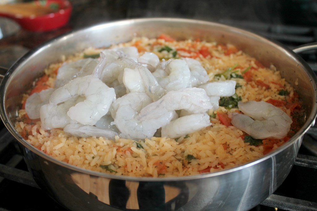 Shrimp and Garlic in Mexican Rice