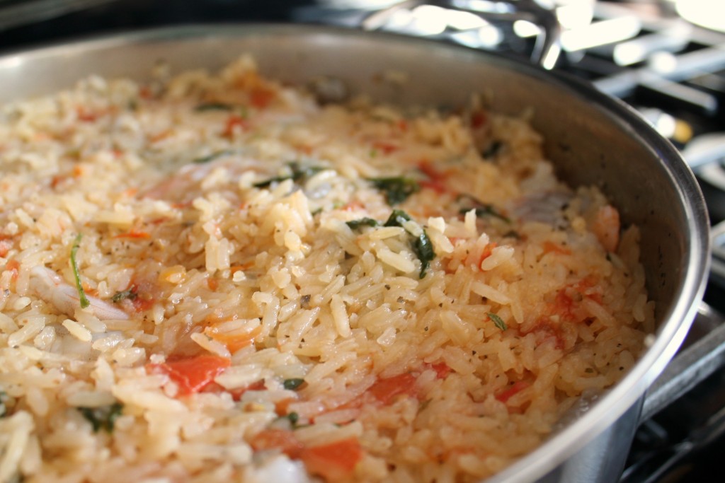 Shrimp and Garlic in Mexican Rice