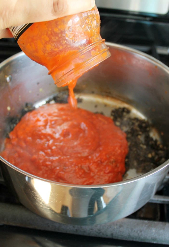 Bowtie pasta with a cheesy tomato sauce and a hint of chioptle chile