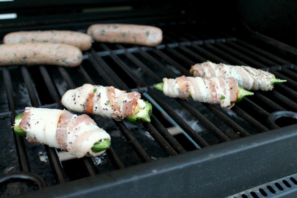 Bacon wrapped jalapenos with corn and feta cheese 16