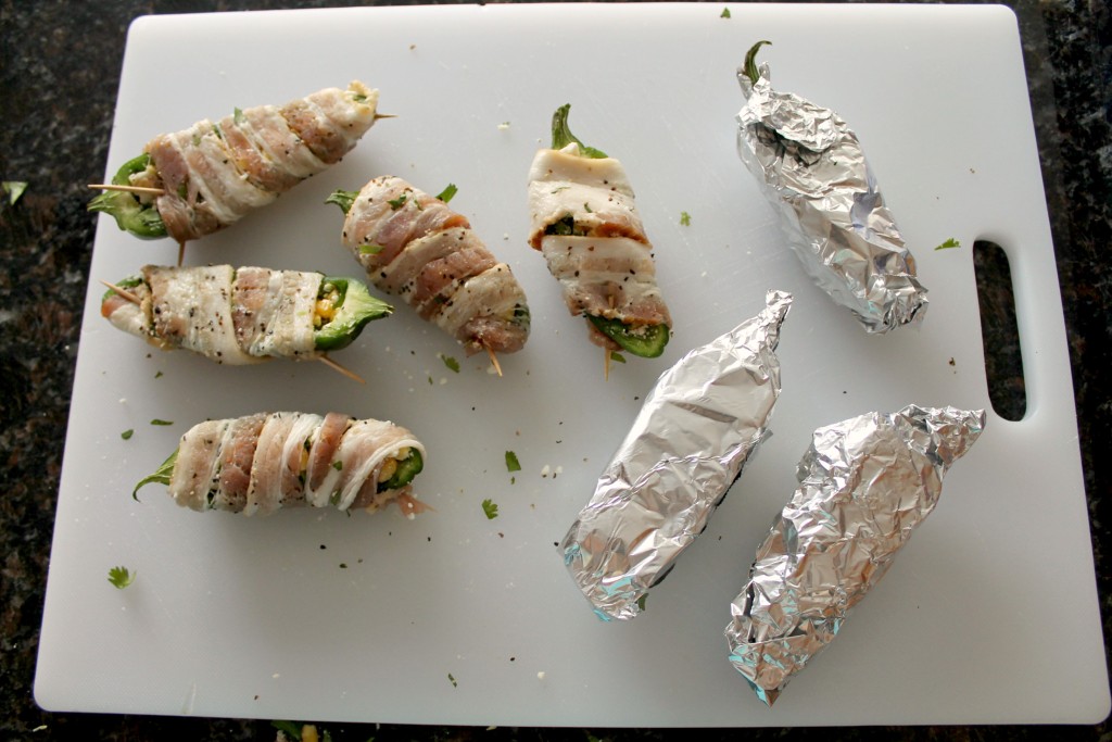 Bacon wrapped jalapenos with corn and feta cheese 7