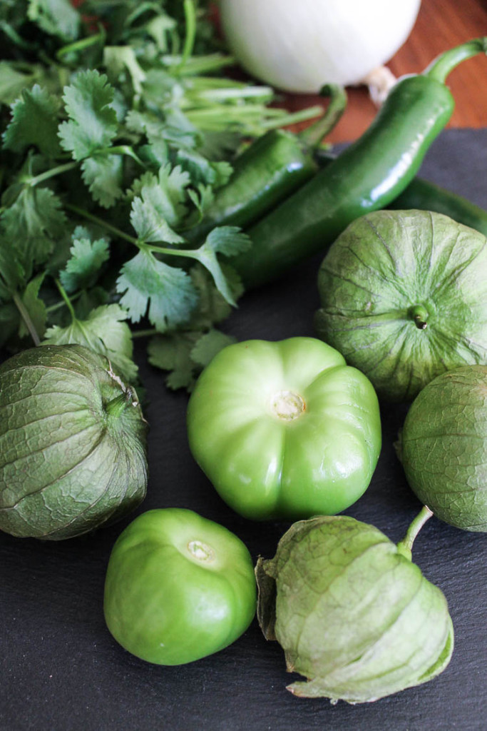 Chunky salsa verde and avocado tacos