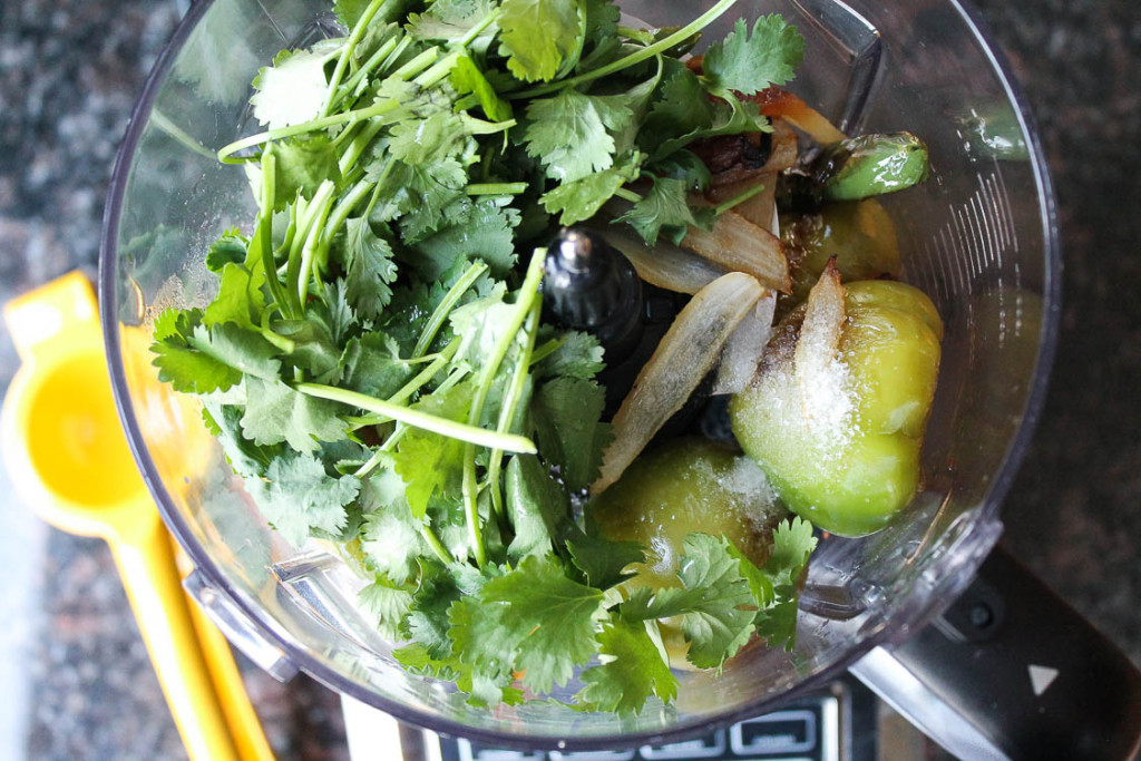 Chunky salsa verde and avocado tacos 