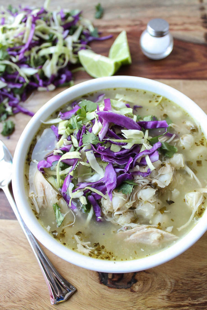 Green pozole with chicken