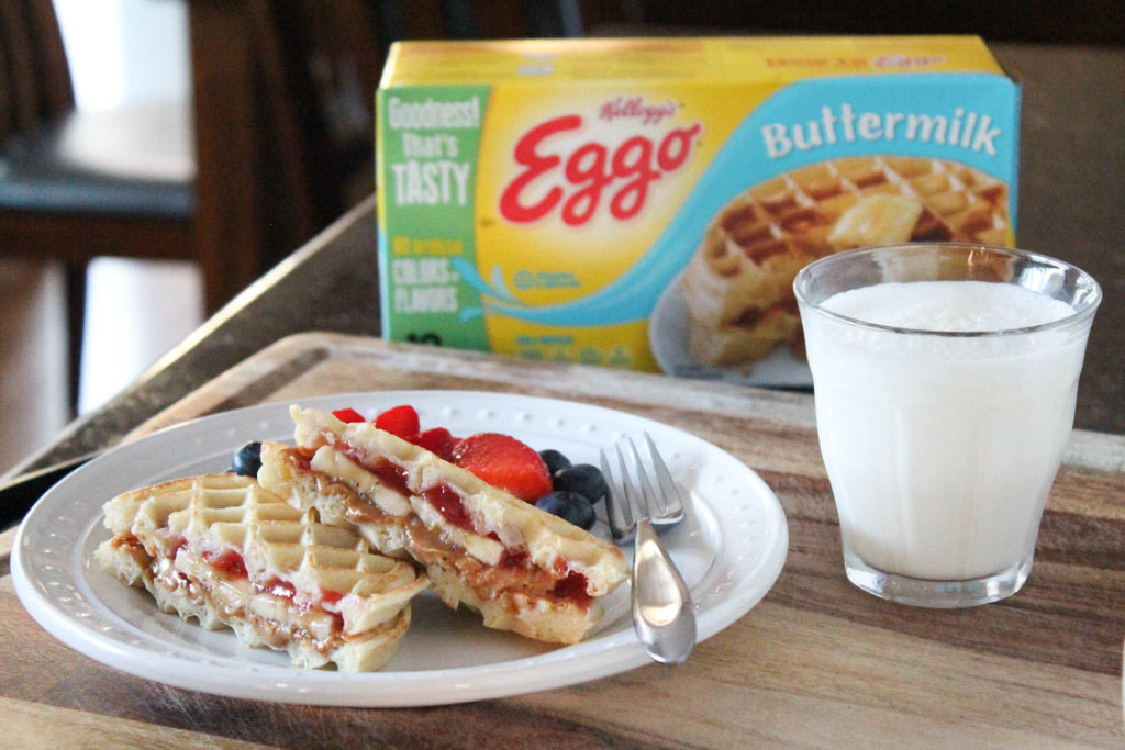 Eggo Waffle Peanut Butter and Jelly Sandwich