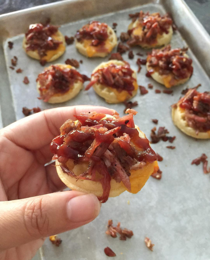 Eggo Waffle Pulled Pork Appetizers by Spanglish Spoon