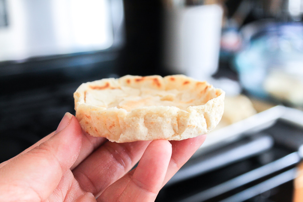 A freshly made sope shell in hand. 