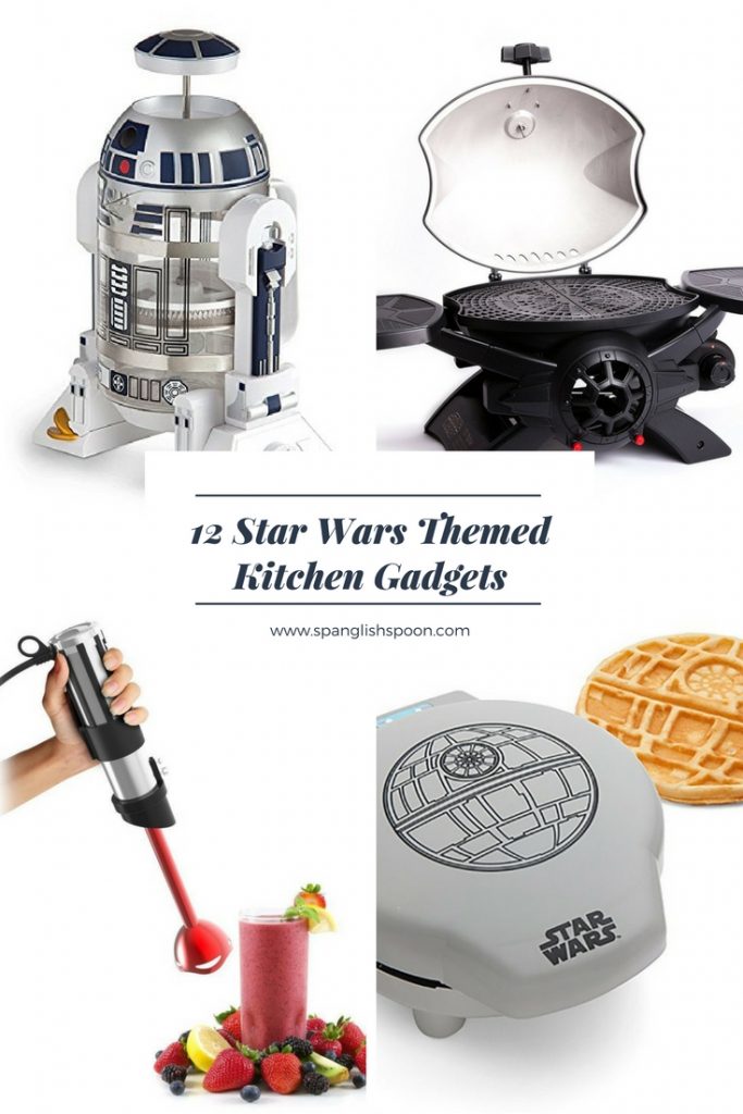 12 Star Wars Themed Kitchen Gadgets. R2-D2 French Press, TIE Fighter BBQ Grill, Light Saber Hand Blender, Death Star Waffle Maker