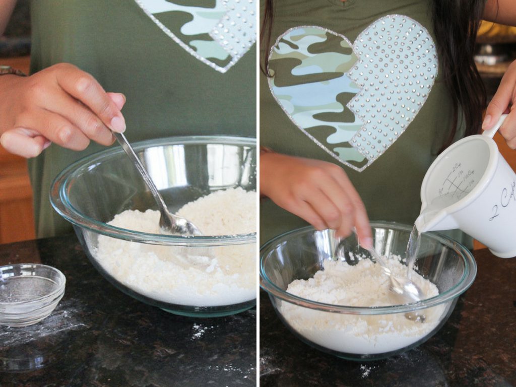 3 Tips To Avoid Soggy Waffles A girl mixing ingredients to make waffles.