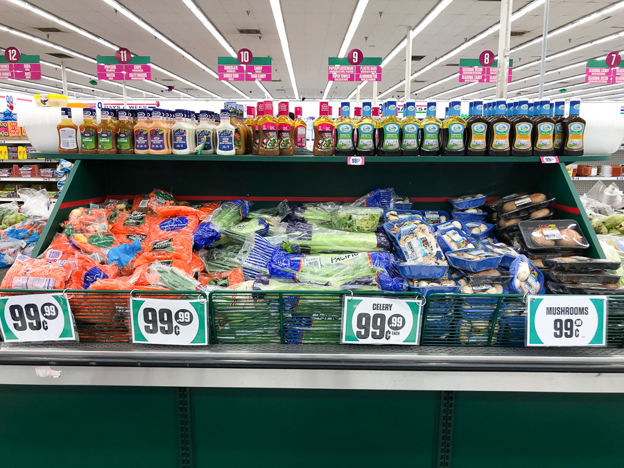 Groceries from the 99 Cents Only Stores.